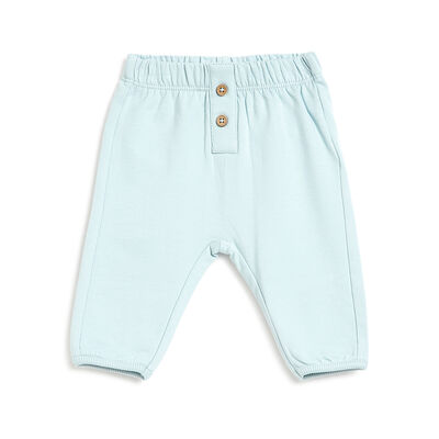 Boys Light Green Solid Long Trousers